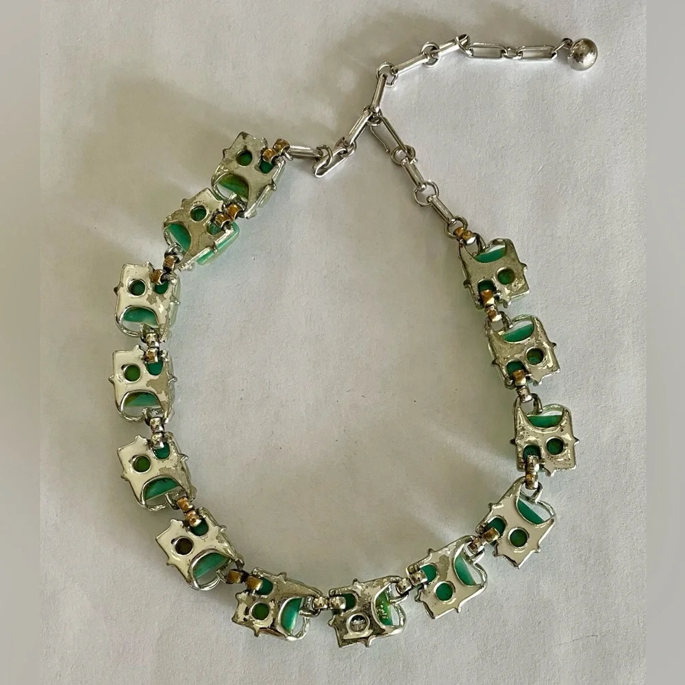 Vintage Coro Mid-Century Cocktail Necklace Seafoam Green 16” - Picture 4 of 5
